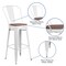 Merrick Lane Dothan Metal Dining Stool with Curved Slatted Back and Textured Wood Seat